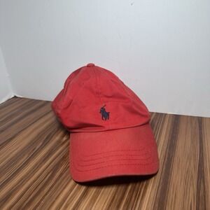 POLO RAPLH LAUREN BASEBALL CAP KIDS ONE SIZE ADJUSTABLE RED HAT BLUE PONY